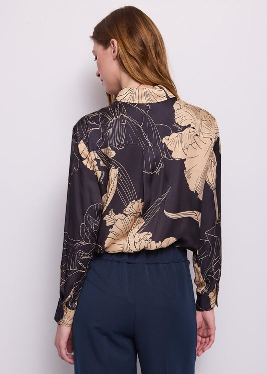 Camicia da donna in raso floreale