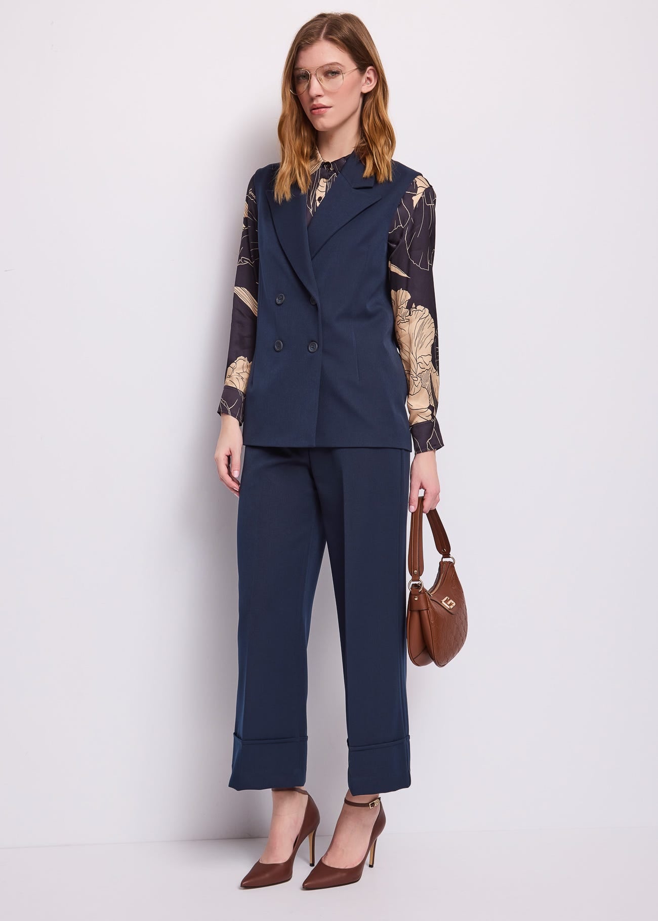Camicia da donna in raso floreale