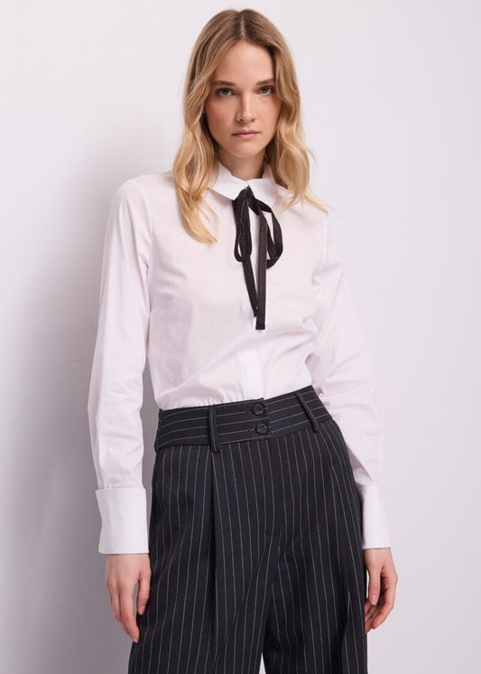 Camicia da donna in popeline con fiocco - Gaudì - fronte