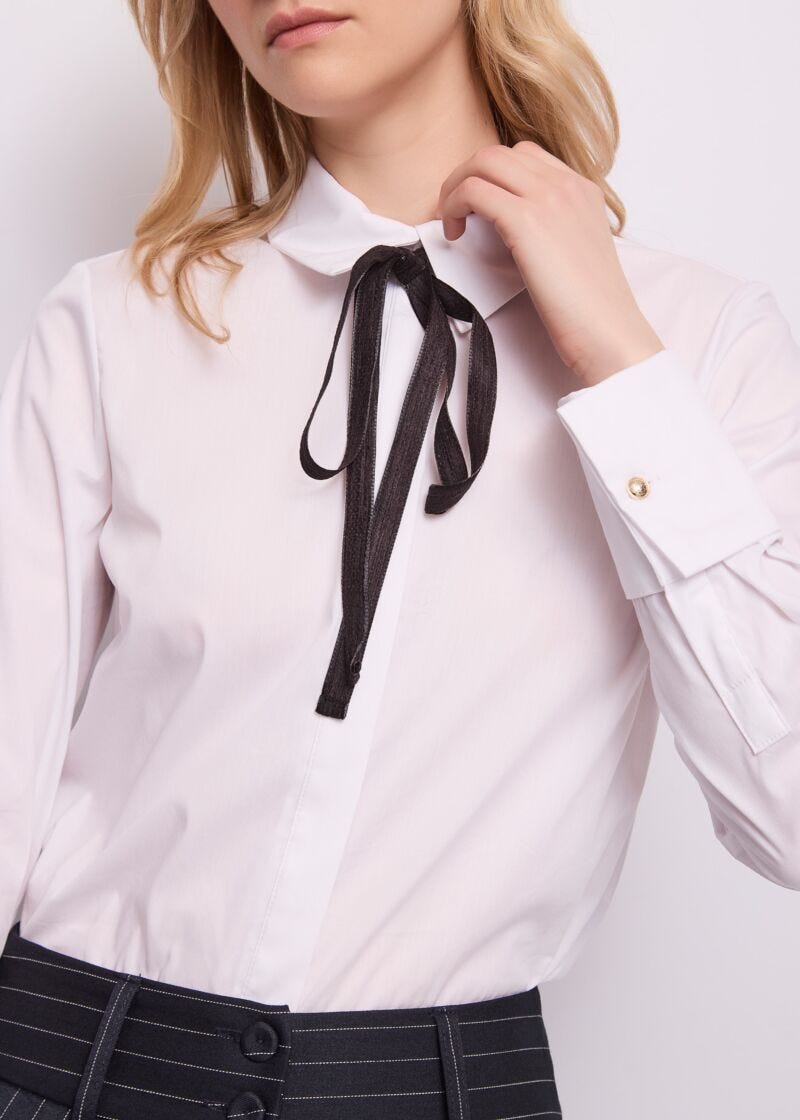 Camicia da donna in popeline con fiocco - Gaudì - retro