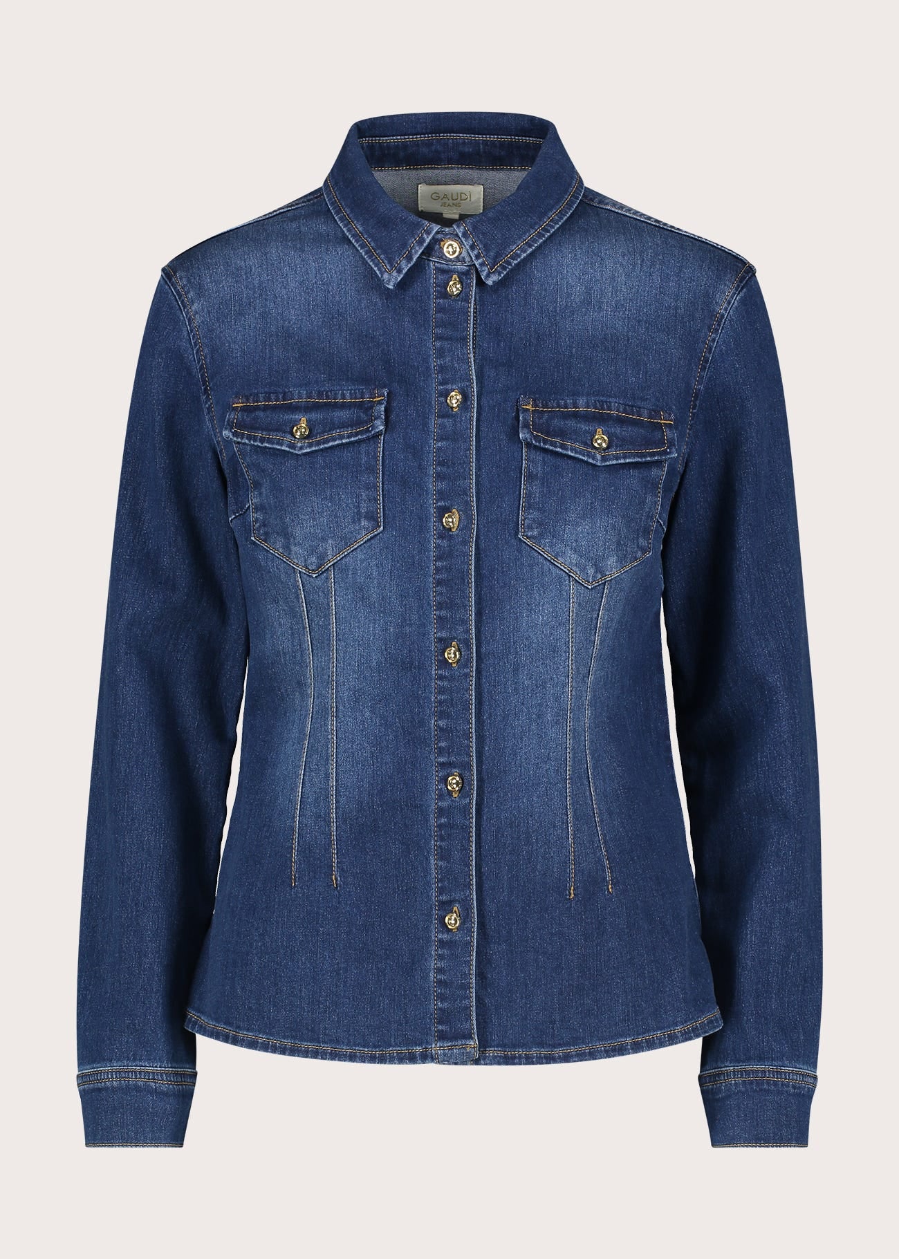 Camicia da donna in denim elasticizzato