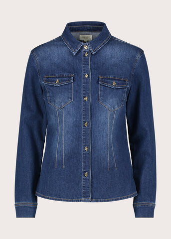 Camicia da donna in denim elasticizzato