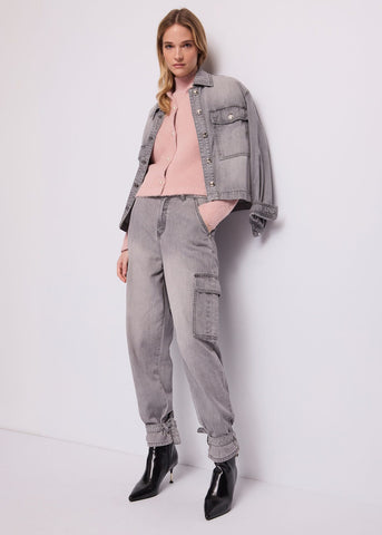 Cardigan rosa da donna con perle