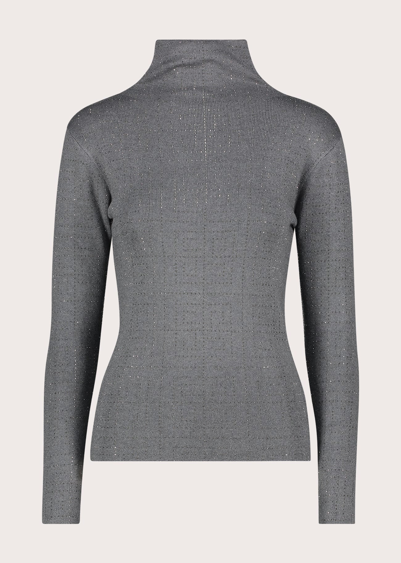 Maglia da donna in lurex grigio con strass