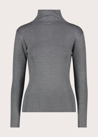 Maglia da donna in lurex grigio con strass