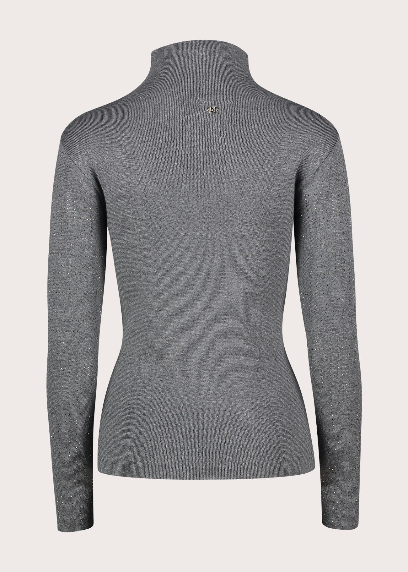 Maglia da donna in lurex grigio con strass