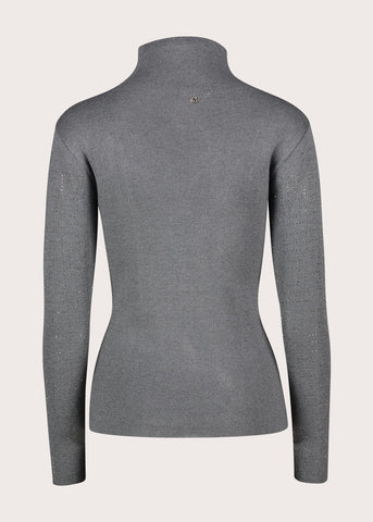 Maglia da donna in lurex grigio con strass