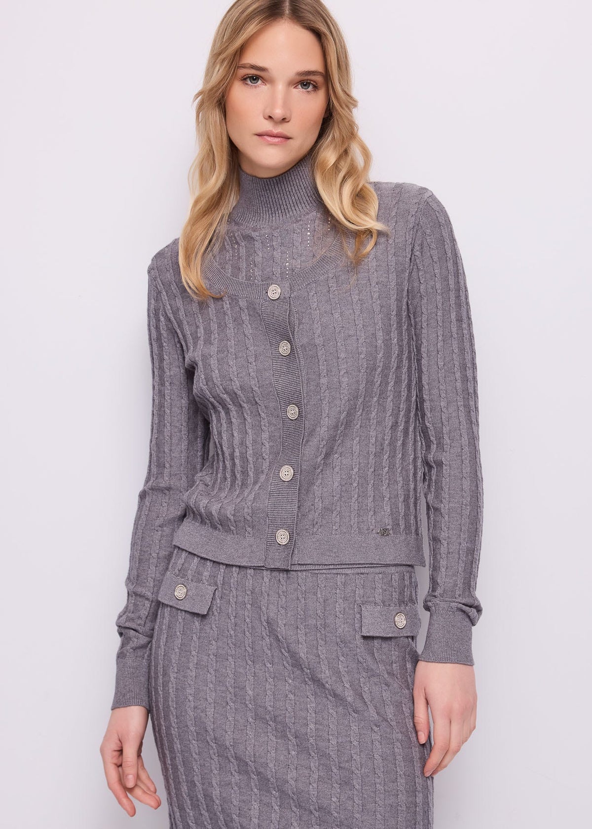Cardigan da donna con strass e bottoni