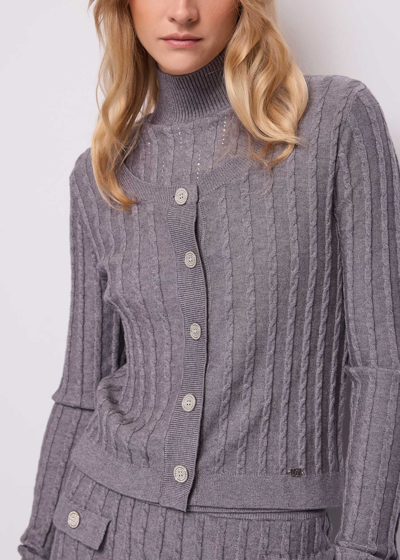 Cardigan da donna con strass e bottoni