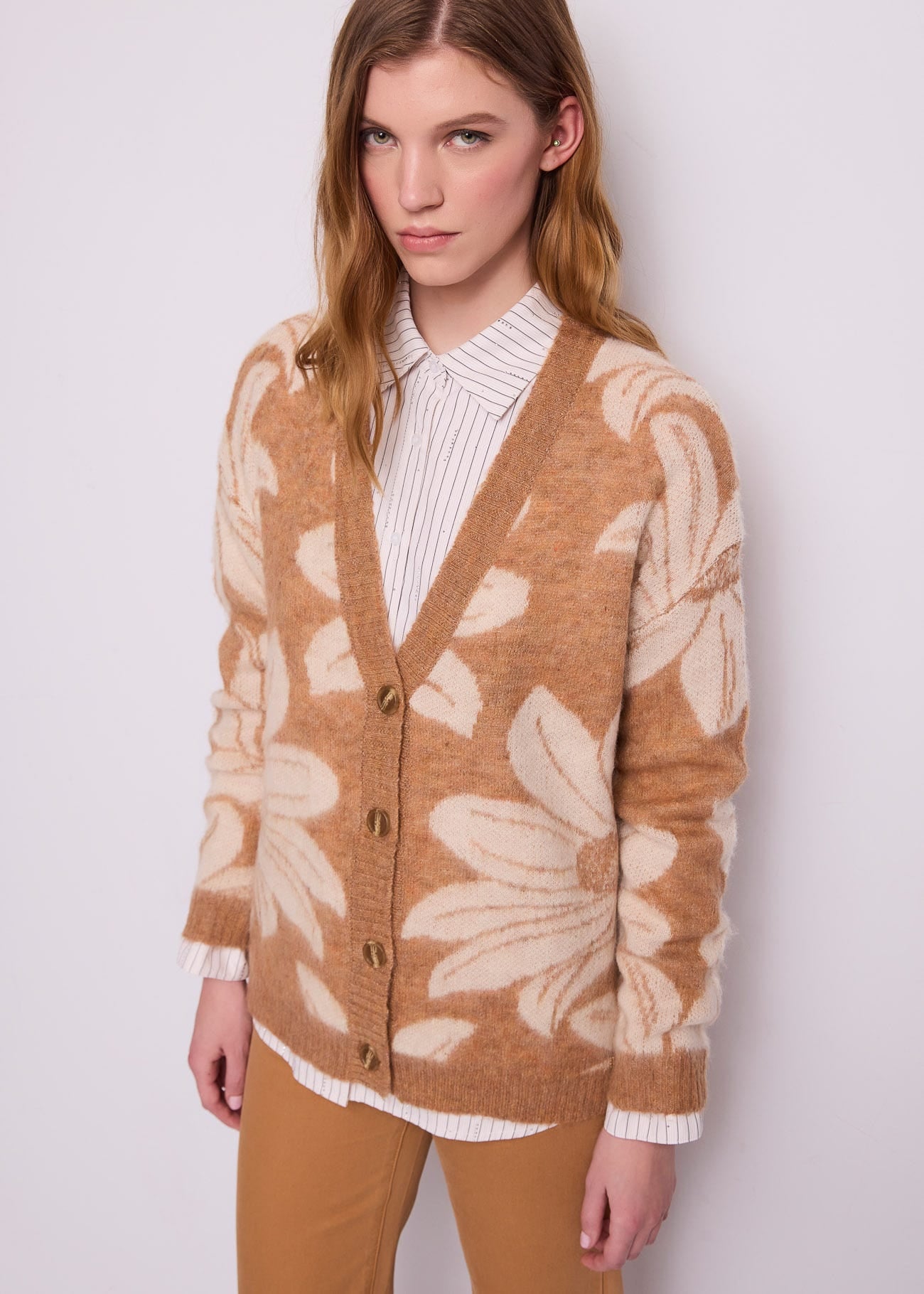 Cardigan da donna in lana jacquard