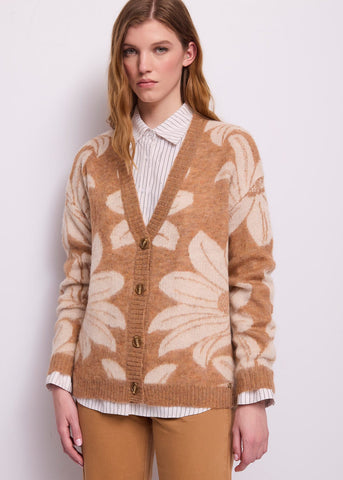 Cardigan da donna in lana jacquard
