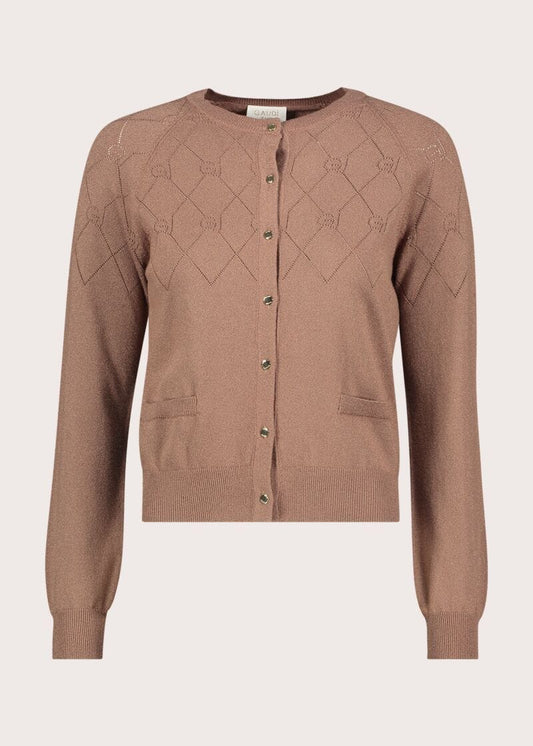 Cardigan marrone da donna con logo - Gaudì - fronte