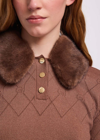 Polo marrone da donna con logo