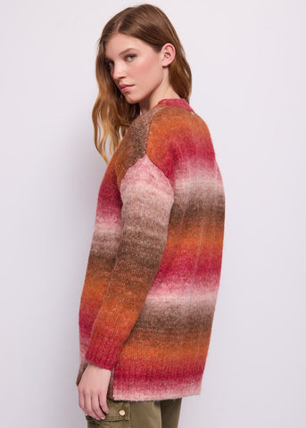 Cardigan da donna in lana a righe