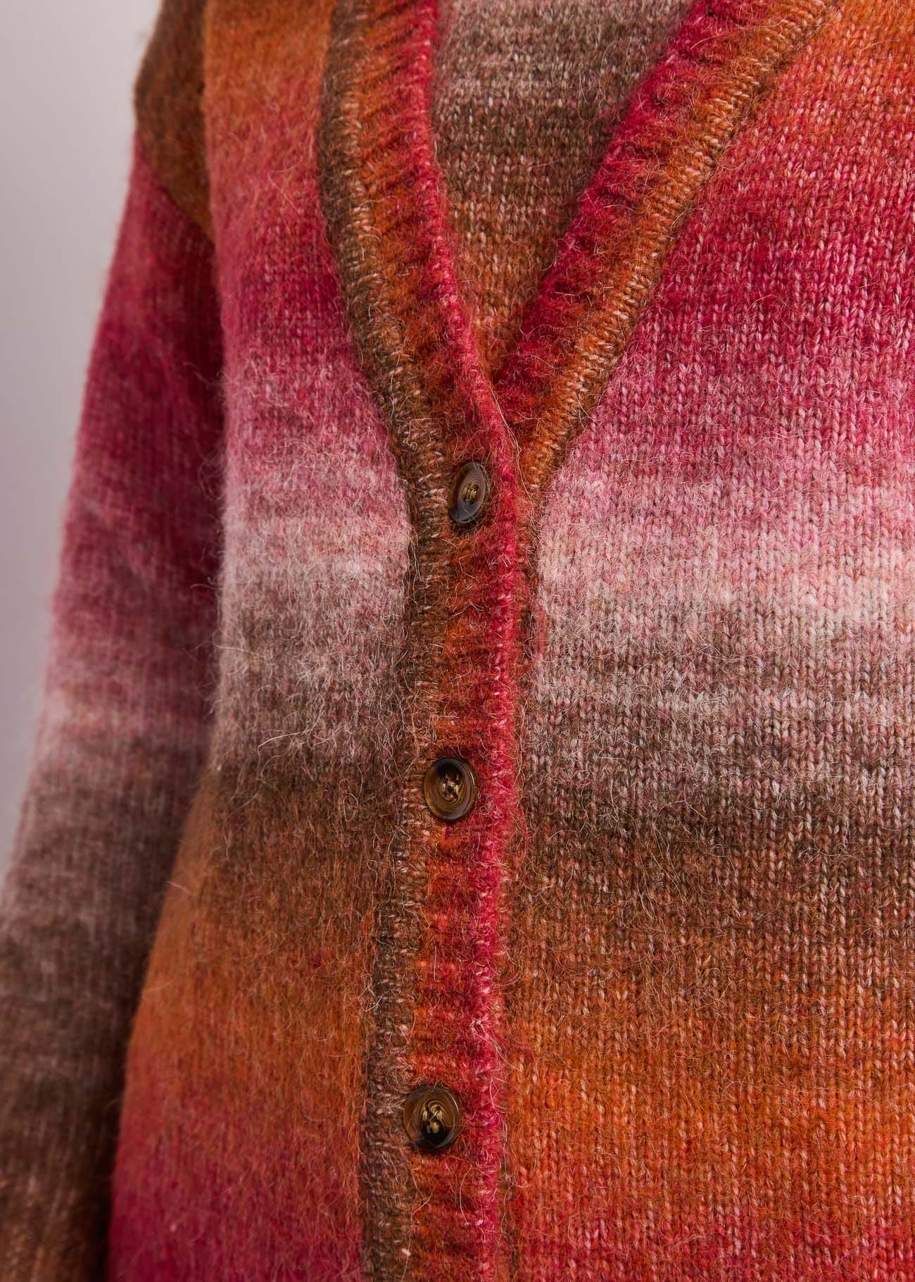 Cardigan da donna in lana a righe