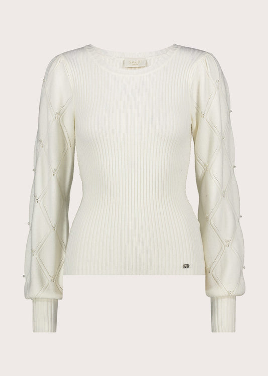Maglia girocollo da donna con strass