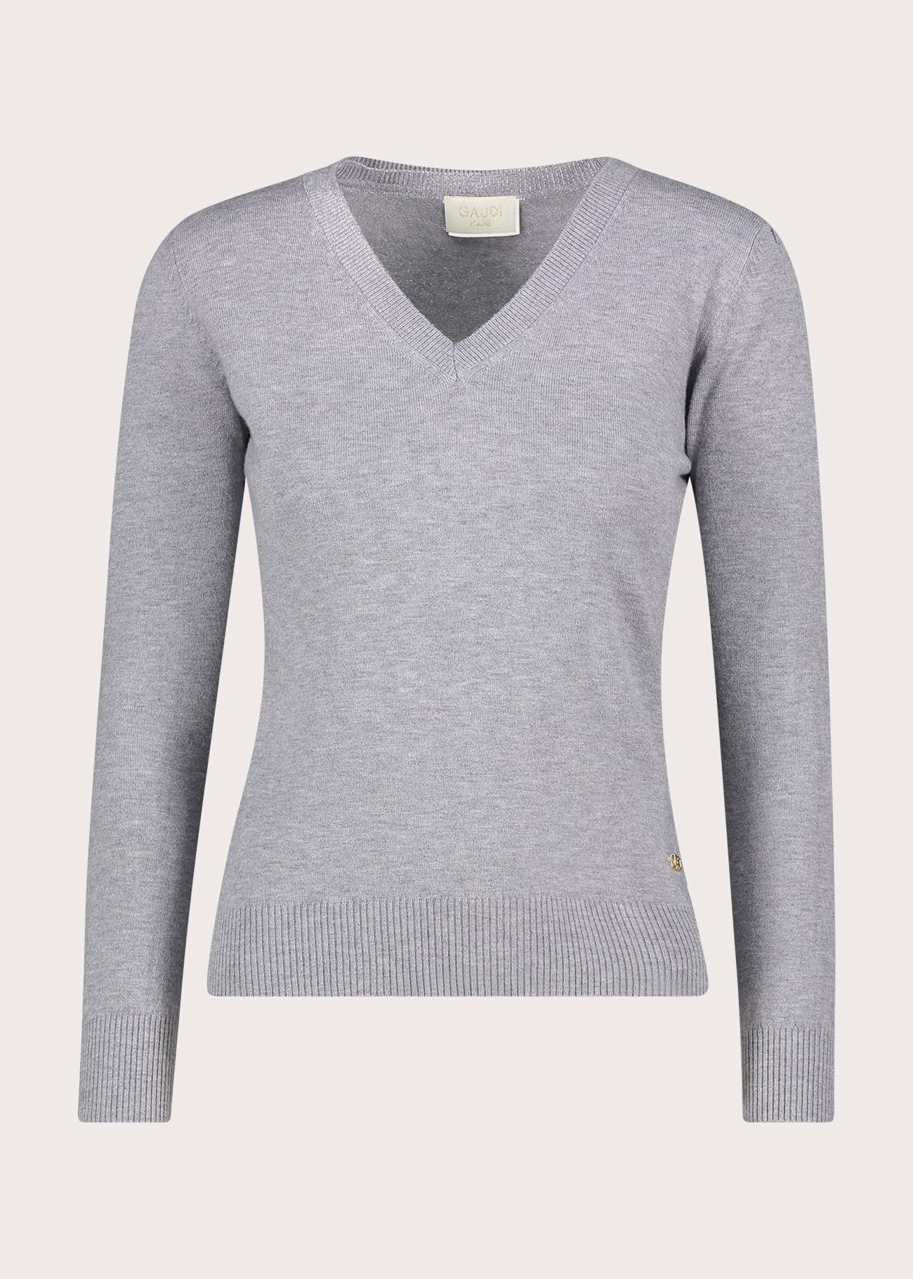 Maglia grigia da donna in cotone con collo alto