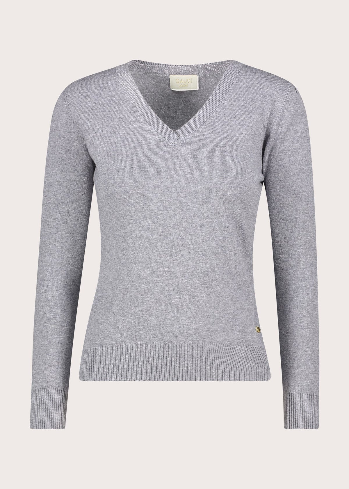 Maglia grigia da donna in cotone con collo alto