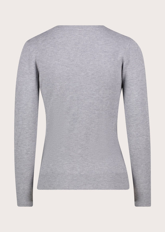 Maglia grigia da donna in cotone con collo alto