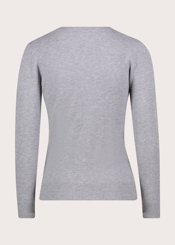 Maglia grigia da donna in cotone con collo alto