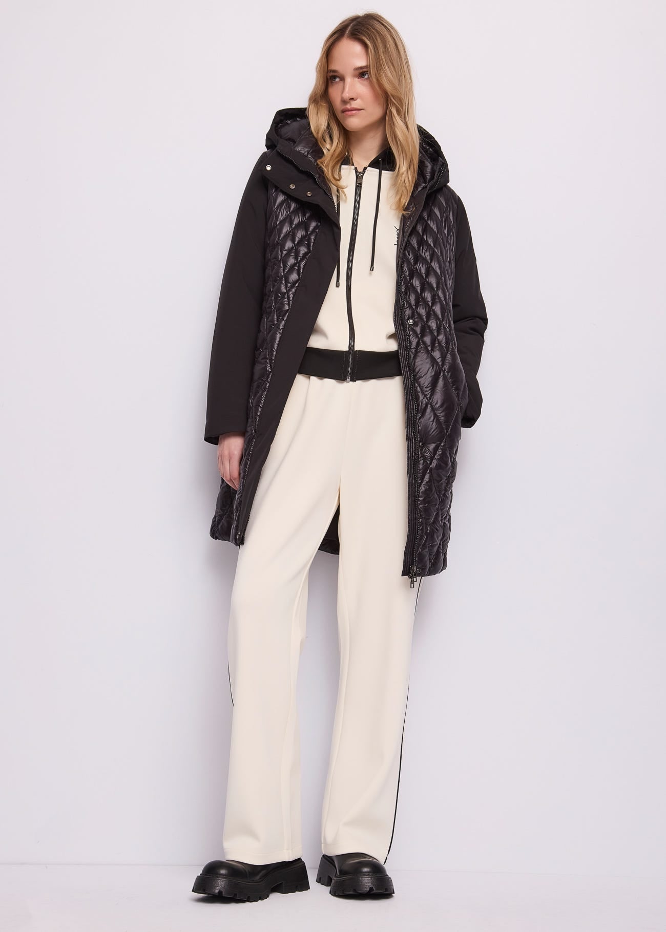 Felpa bianca da donna con cappuccio e zip