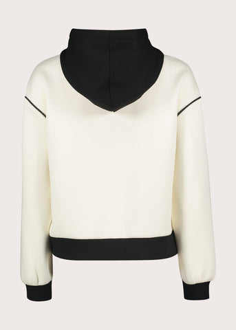 Felpa bianca da donna con cappuccio e zip