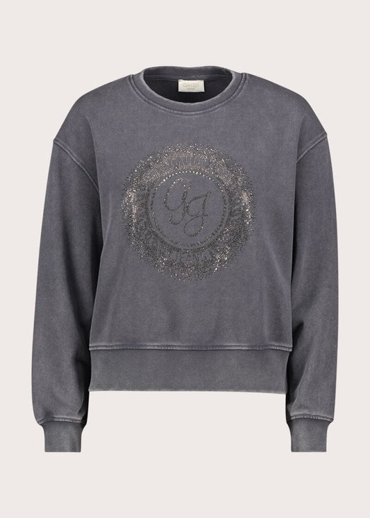 Felpa girocollo da donna con logo e strass - fronte