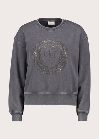 Felpa girocollo da donna con logo e strass - fronte