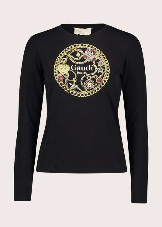 T-shirt girocollo da donna con stampa e logo