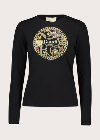 T-shirt girocollo da donna con stampa e logo
