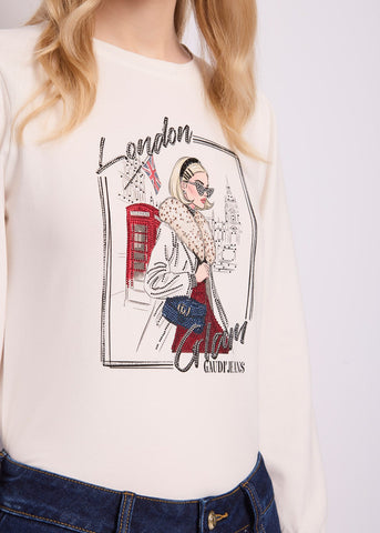 T-shirt da donna con maniche lunghe