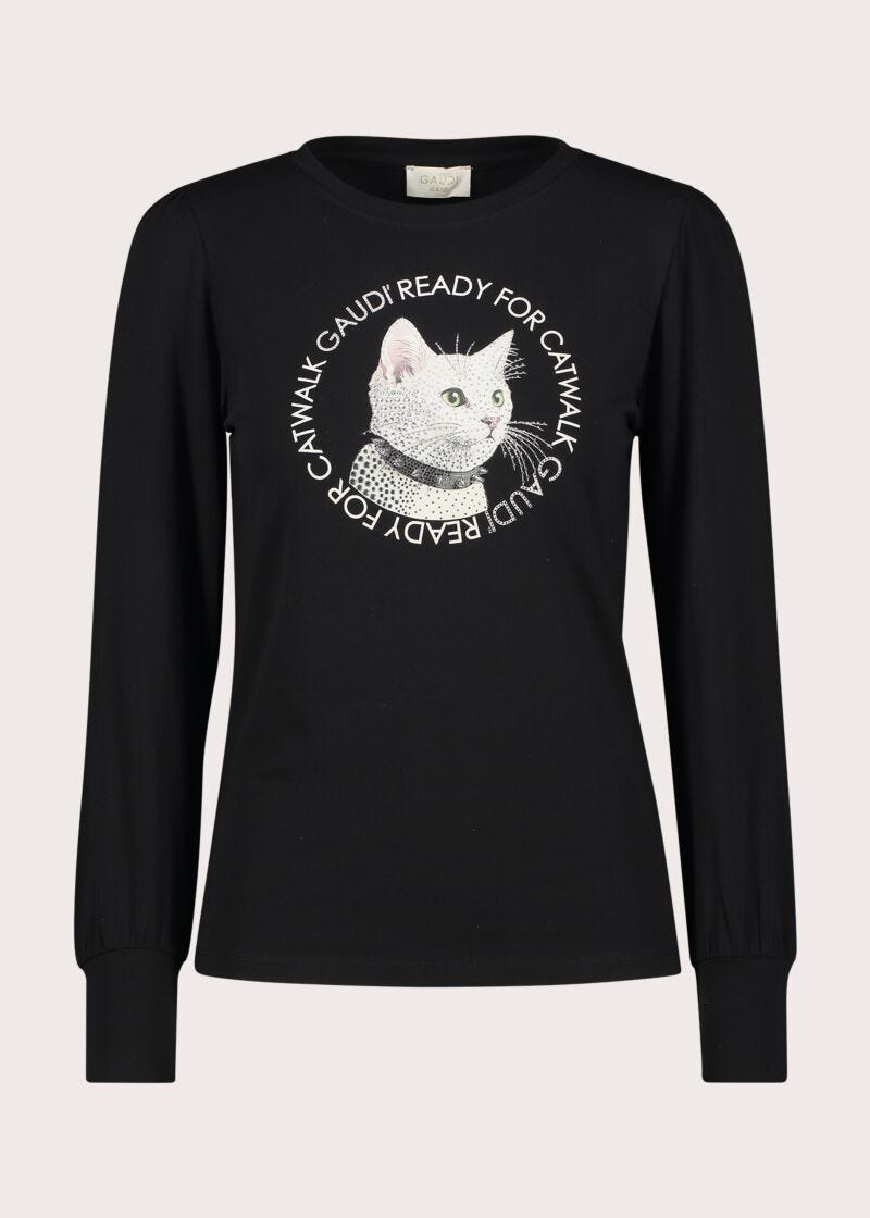 T-shirt girocollo in jersey stretch con stampa - Gaudì - fronte
