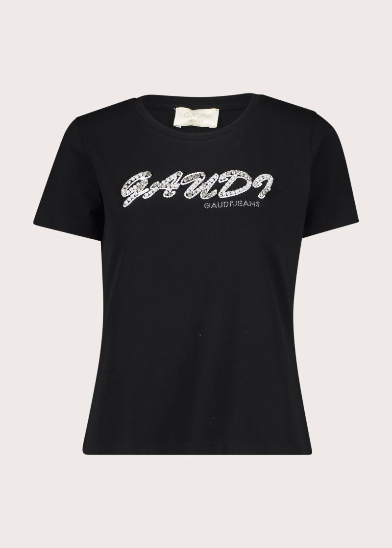 T-shirt girocollo da donna in jersey con logo - fronte