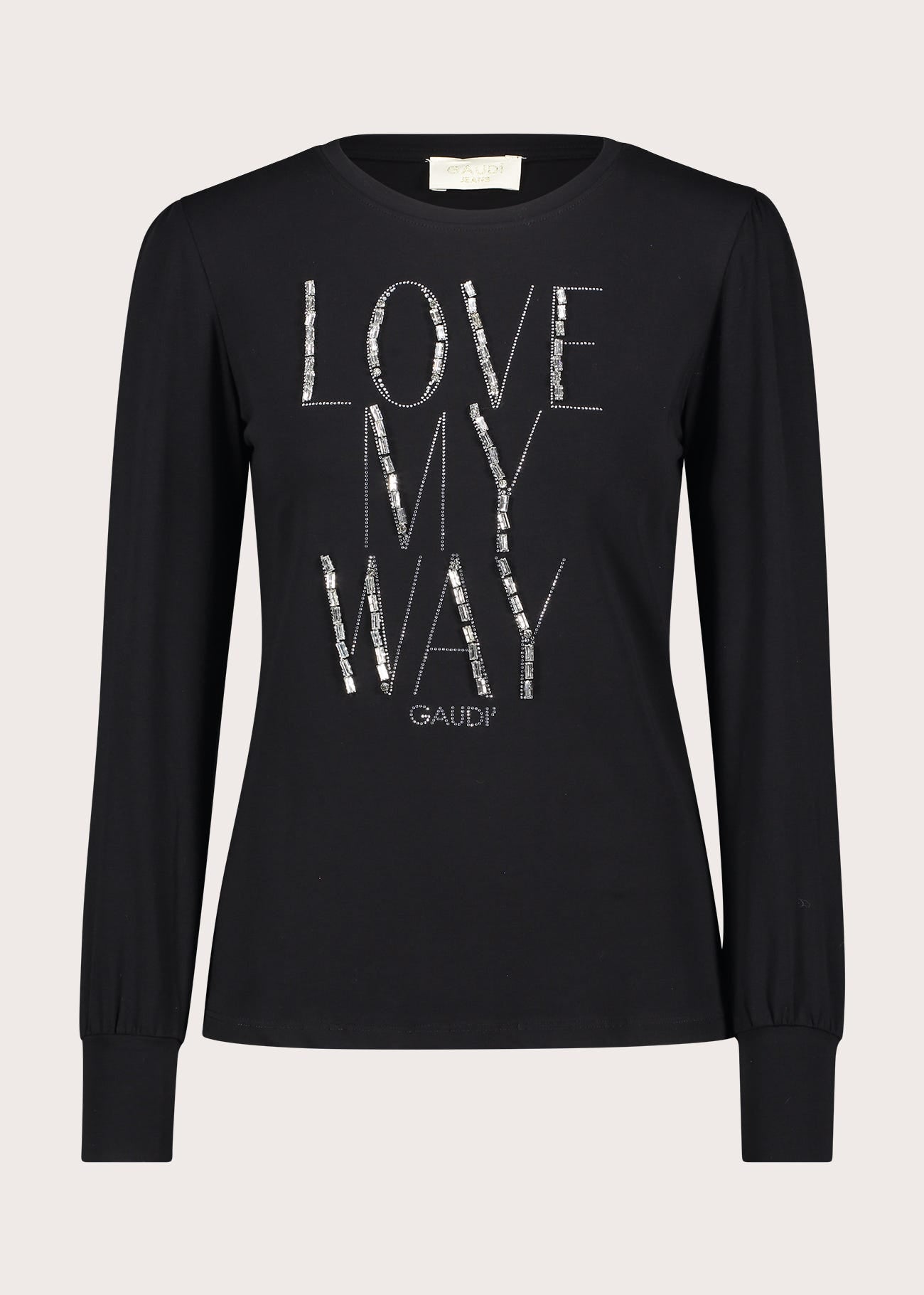 T-shirt nera da donna in jersey elasticizzato