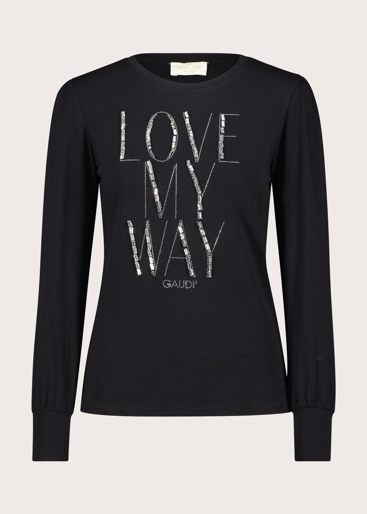 T-shirt nera da donna in jersey elasticizzato