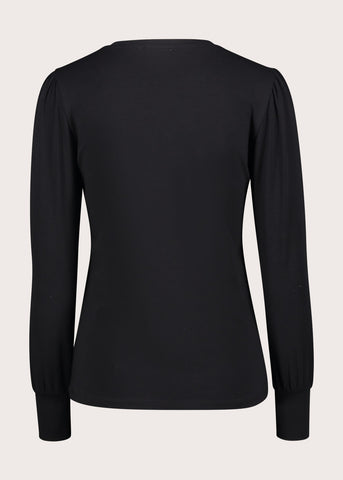 T-shirt nera da donna in jersey elasticizzato