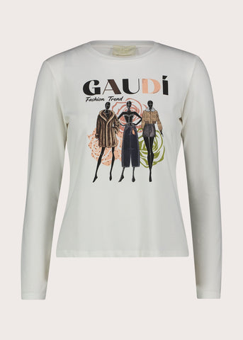 T-shirt bianca da donna con stampa grafica