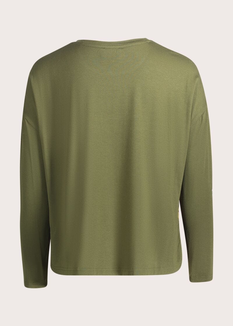 T-shirt girocollo da donna in jersey e georgette - Gaudì - dettaglio