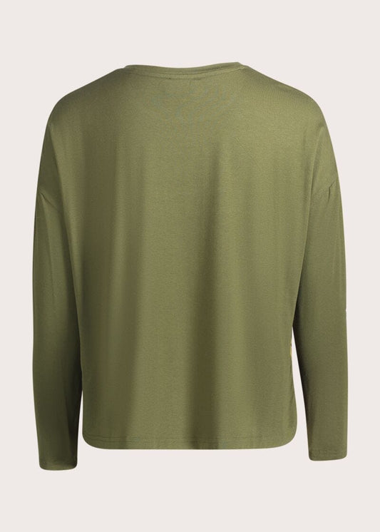 T-shirt girocollo da donna in jersey e georgette - Gaudì - dettaglio