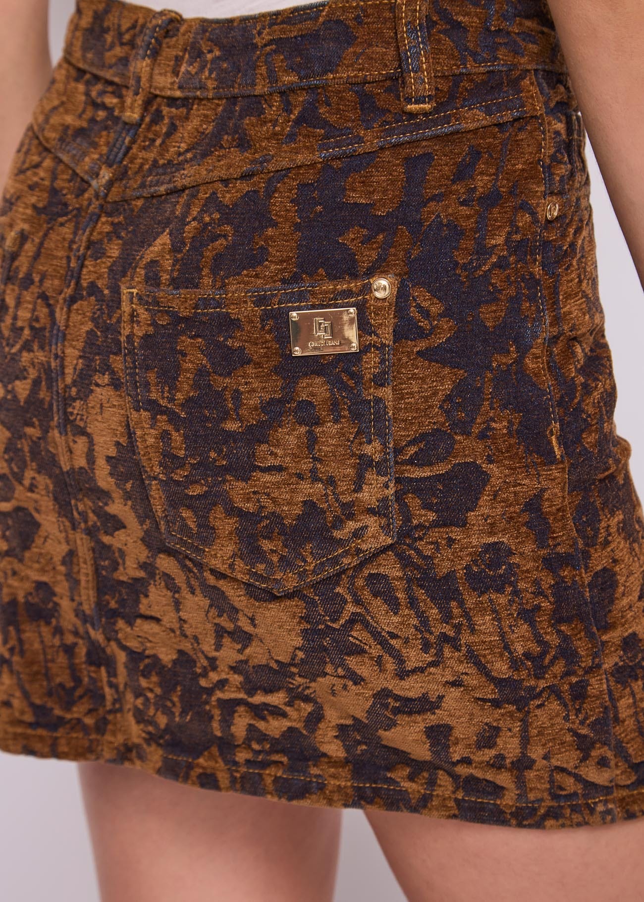 Minigonna in denim di cotone jacquard