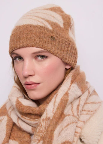 Berretto beanie da donna con motivo floreale - fronte