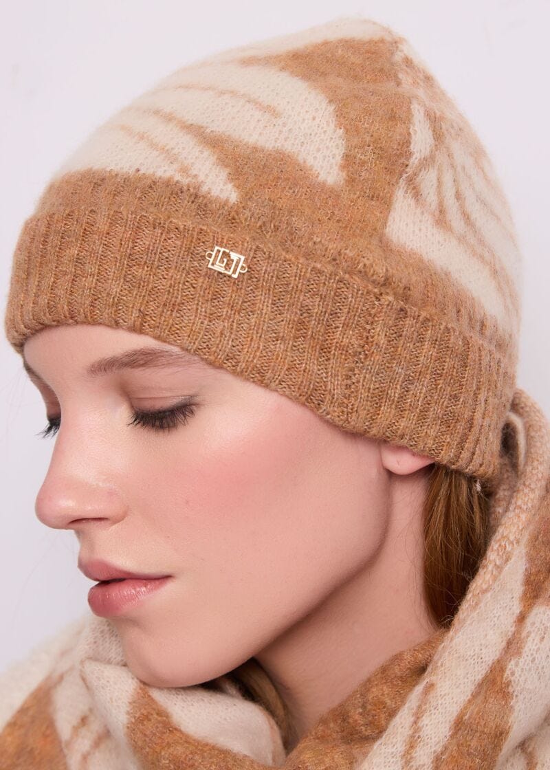 Berretto beanie da donna con motivo floreale - dettaglio