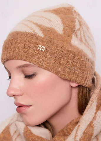 Berretto beanie da donna con motivo floreale - dettaglio