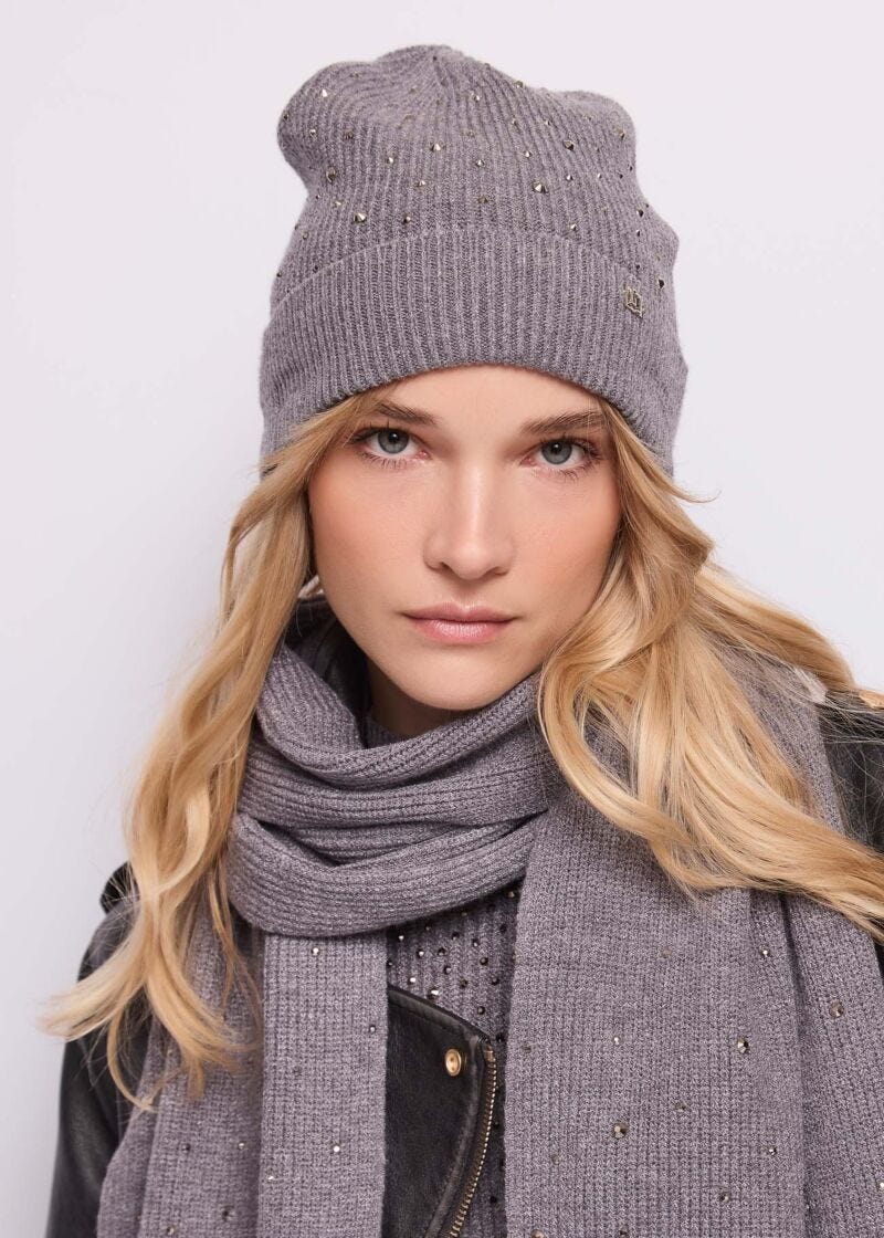 Berretto beanie da donna con logo - fronte