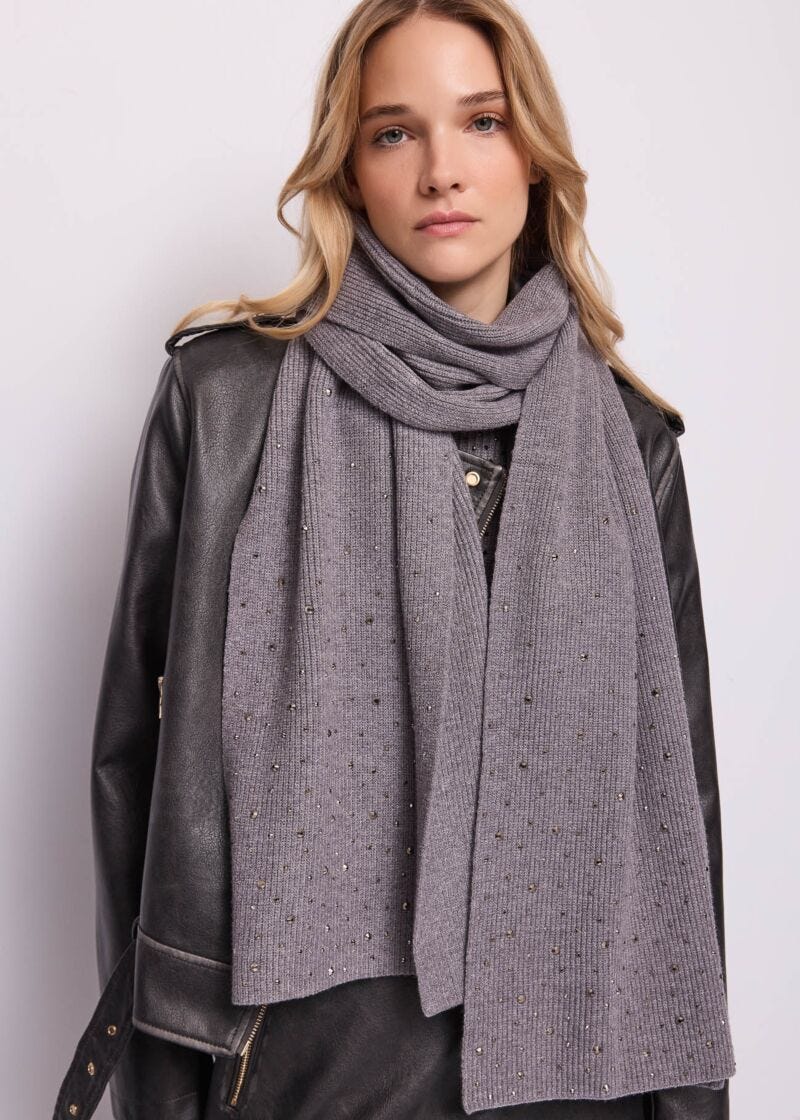 Sciarpa da donna con logo e strass - fronte