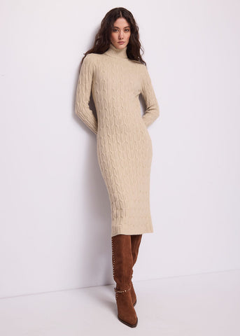 Abito midi da donna con collo dolcevita