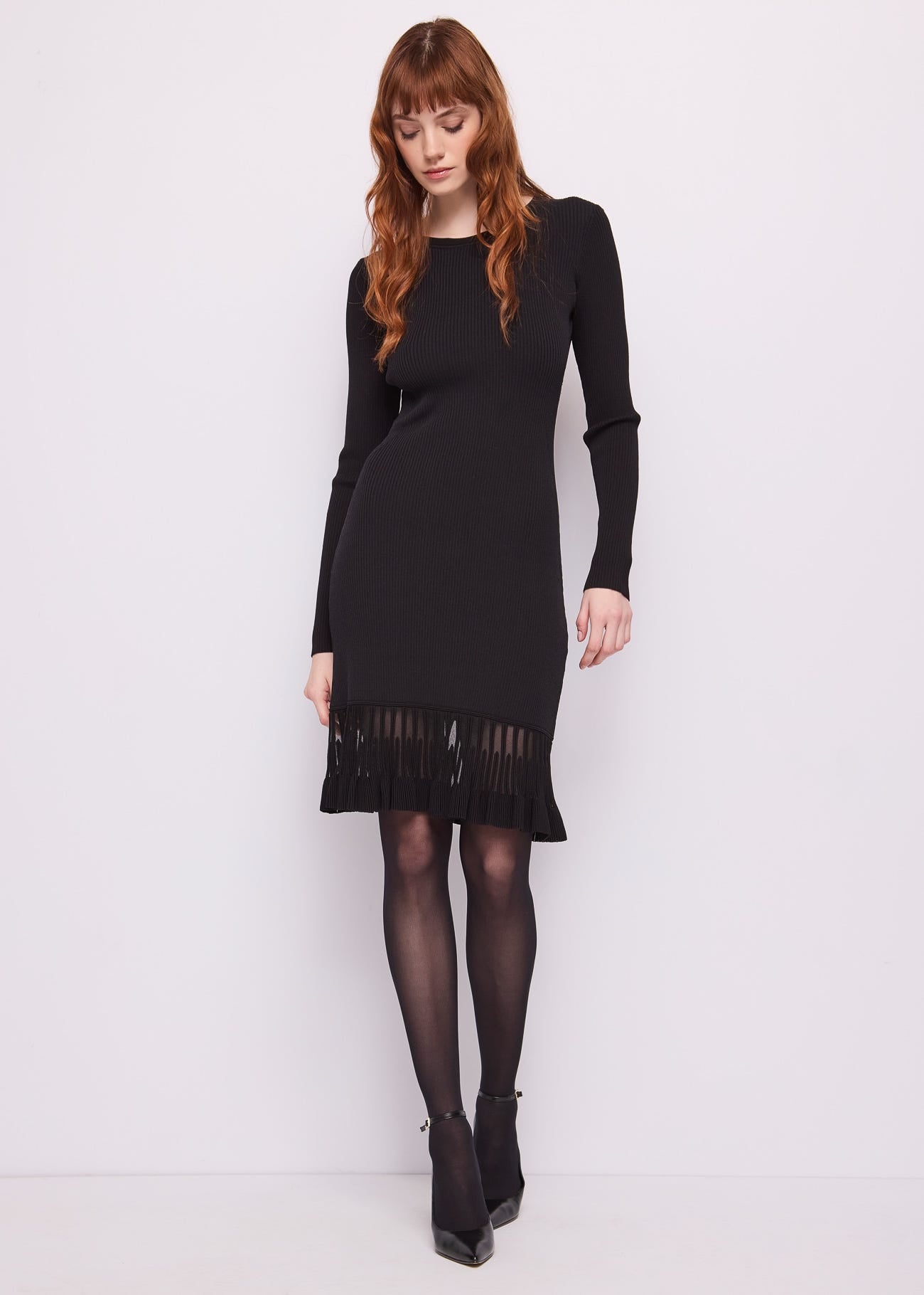 Abito girocollo da donna in viscosa