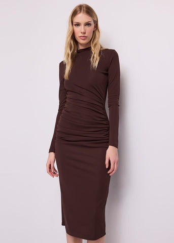 Abito midi da donna con drappeggio