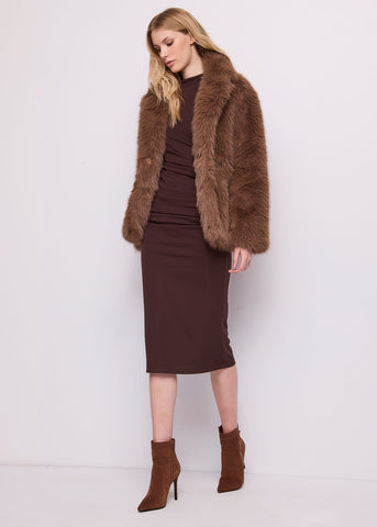 Abito midi da donna con drappeggio
