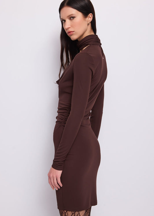 Abito midi da donna con collo alto